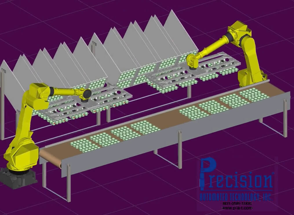 3D Rendering Of Fanuc M-700 Robots Denesting Trays